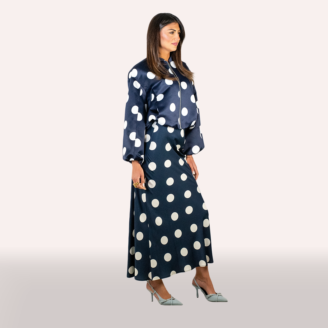 Bomber Imperial blu con pois bianchi