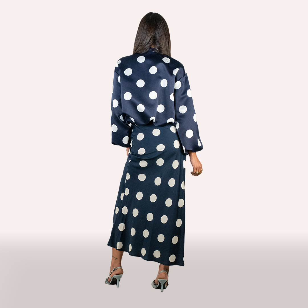 Bomber Imperial blu con pois bianchi