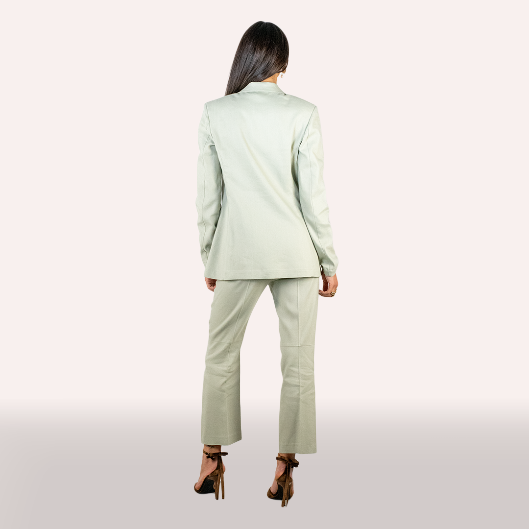 Tailleur Alysi verde in lino