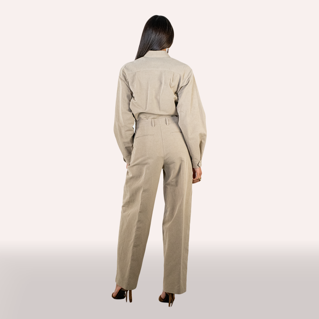 Coordinato Grifoni beige sabbia in lino