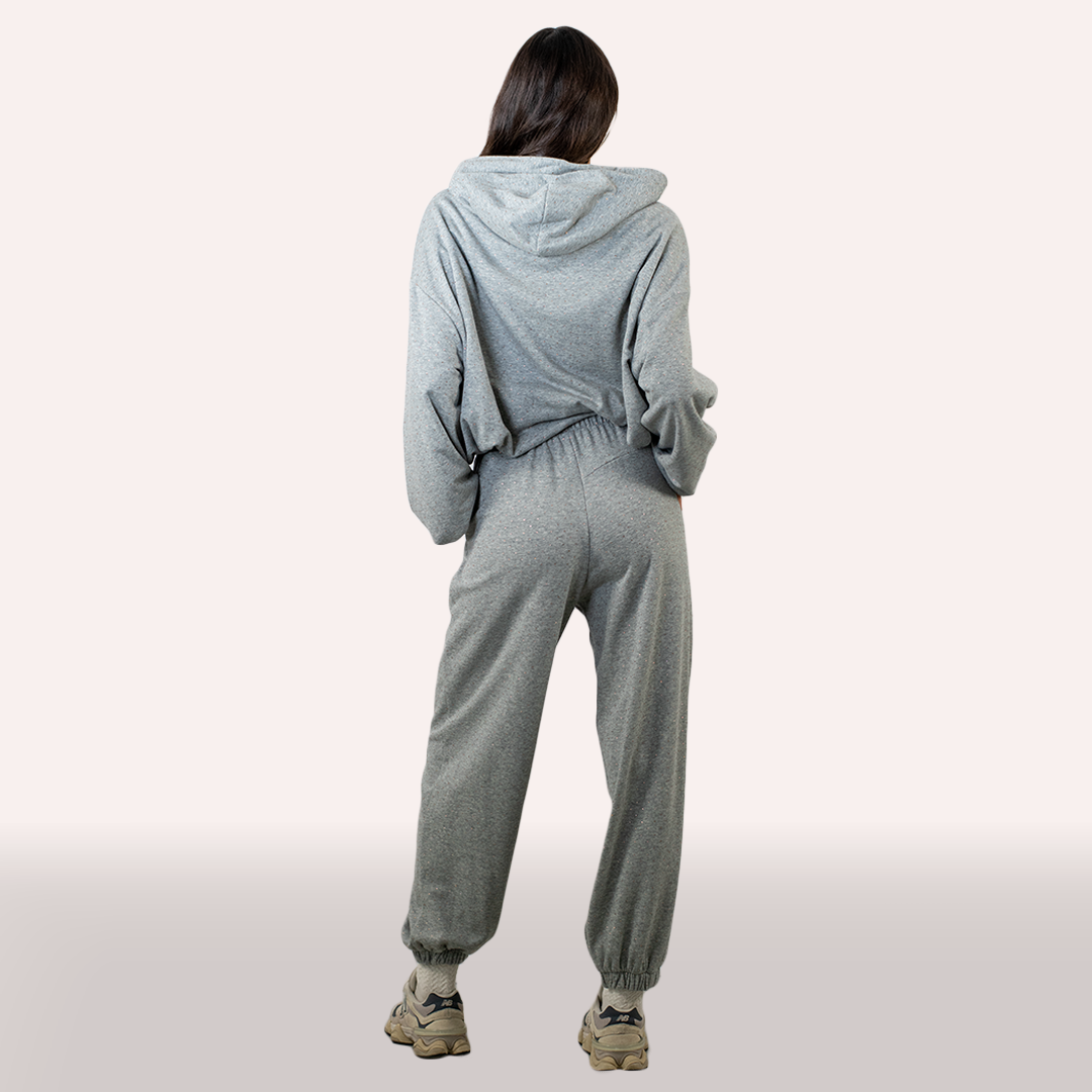 Coordinato Imperial grigio melange con strass