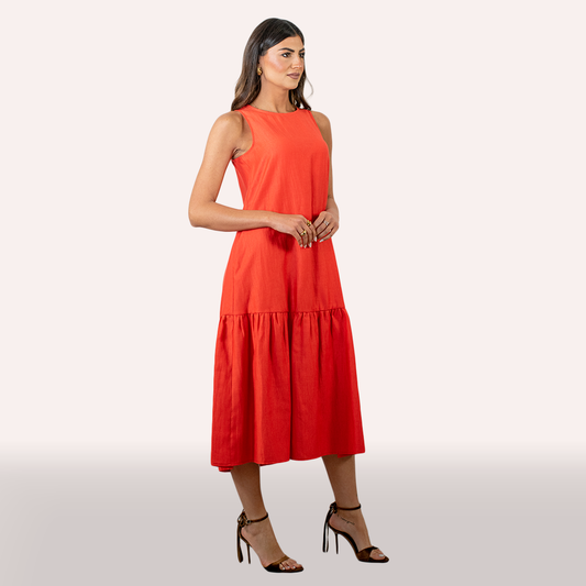 Abito KAOS  arancio in lino