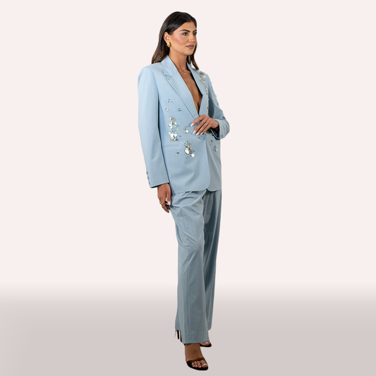 Tailleur Isabelle Blanche azzurro polvere