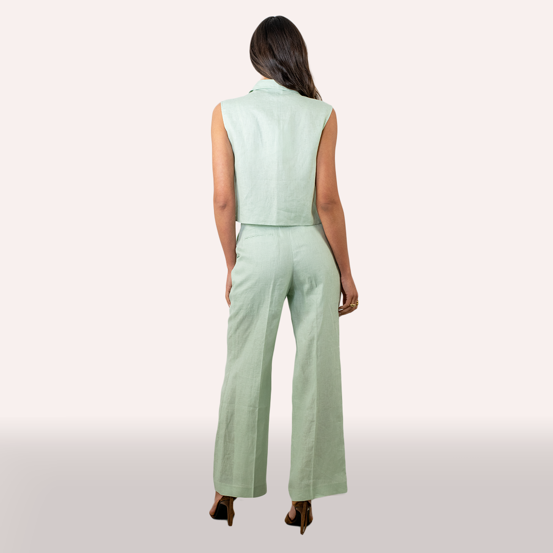 Coordinato Isabelle Blanche verde acqua in lino
