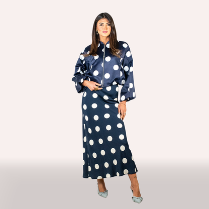 Bomber Imperial blu con pois bianchi