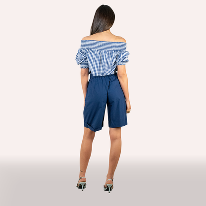 Blusa KAOS blu stampa vichy