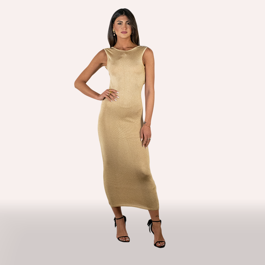 Abito GAELLE oro in maglia lurex