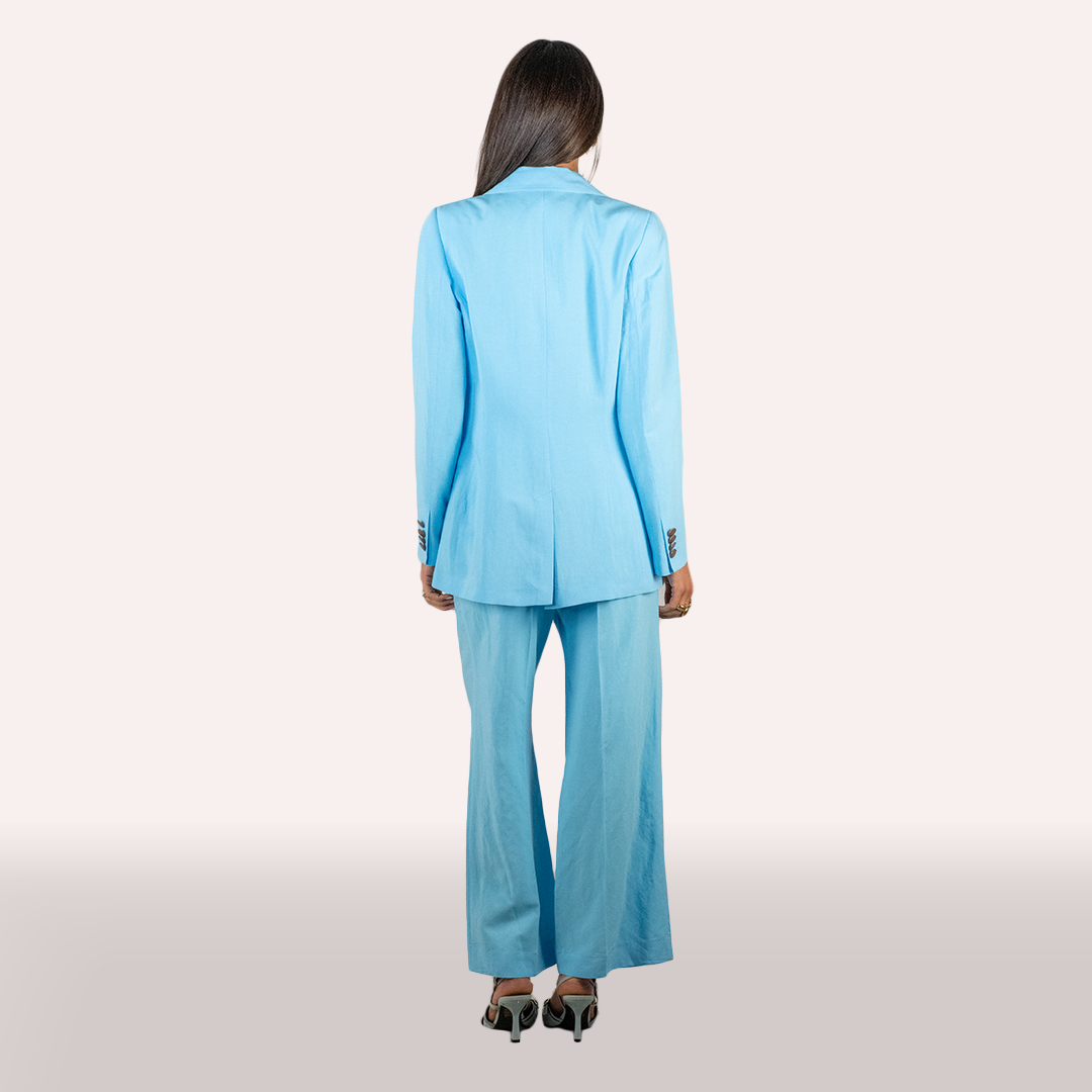 Tailleur Merci azzurro in lino