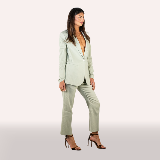 Tailleur Alysi verde in lino