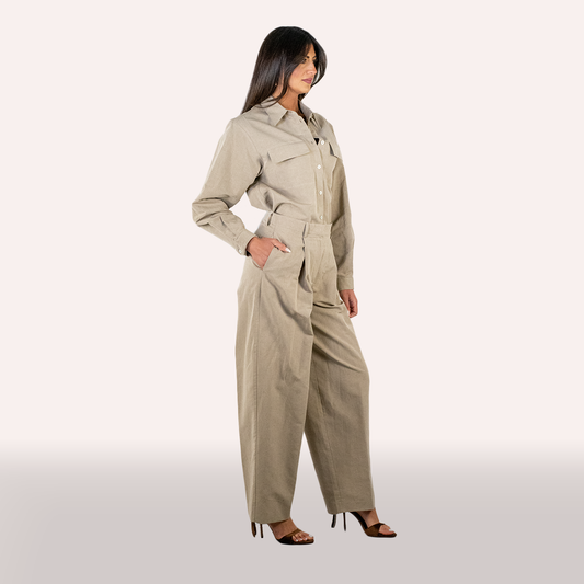 Coordinato Grifoni beige sabbia in lino