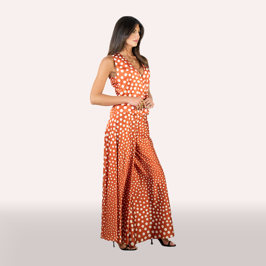 Coordinato Hanita arancio terracotta con pois bianchi
