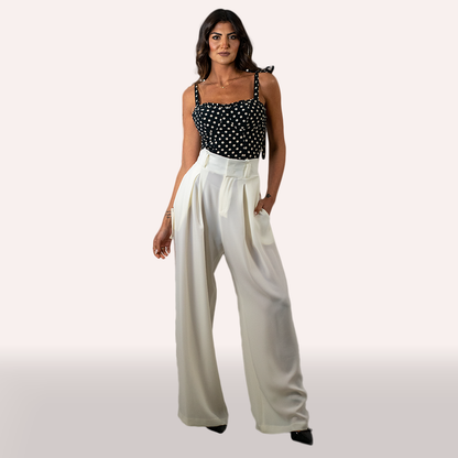 Top Mar de Margaritas nero con pois bianchi