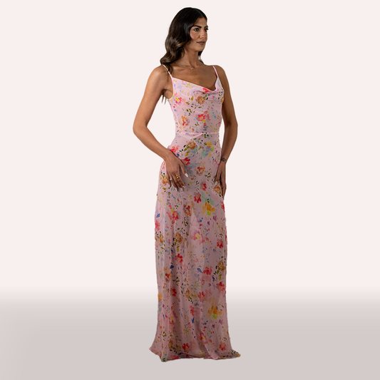 Abito Mar de Margaritas rosa con stampa fiori