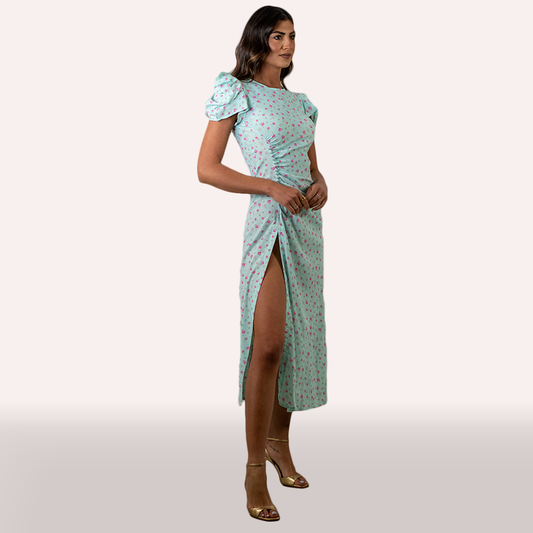 Abito Mar de Margaritas azzurro con stampa fiori